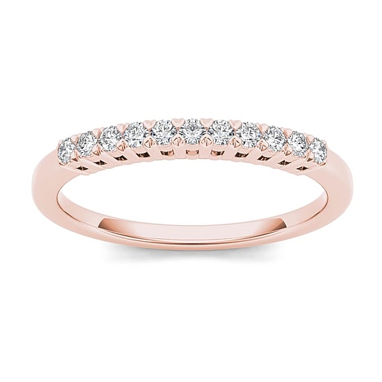 Womens 2MM 1/5 CT. Natural White Diamond 10K Gold Wedding Band