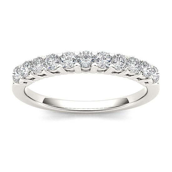 Womens 2MM 3/8 CT. T.W. Natural White Diamond 10K Gold Wedding Band