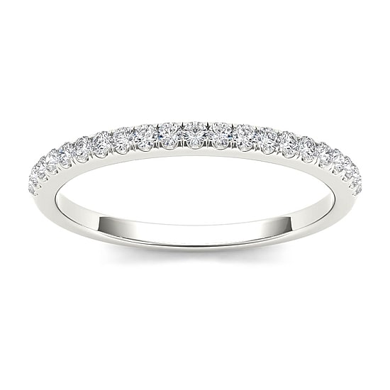 Womens 2MM 1/6 CT. T.W. Natural White Diamond 10K Gold Wedding Band