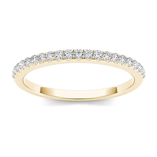 Womens 2MM 1/6 CT. T.W. Natural White Diamond 10K Gold Wedding Band