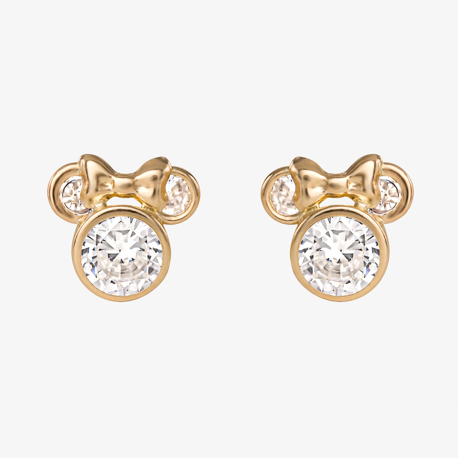 Cubic Zirconia 14K Gold 8.7mm Minnie Mouse Stud Earrings