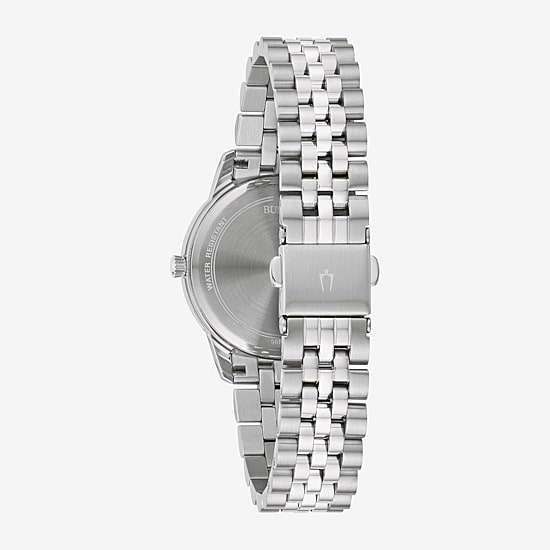 Bulova Classic Womens Crystal Accent Silver Tone Stainless Steel Bracelet Watch 96p226
