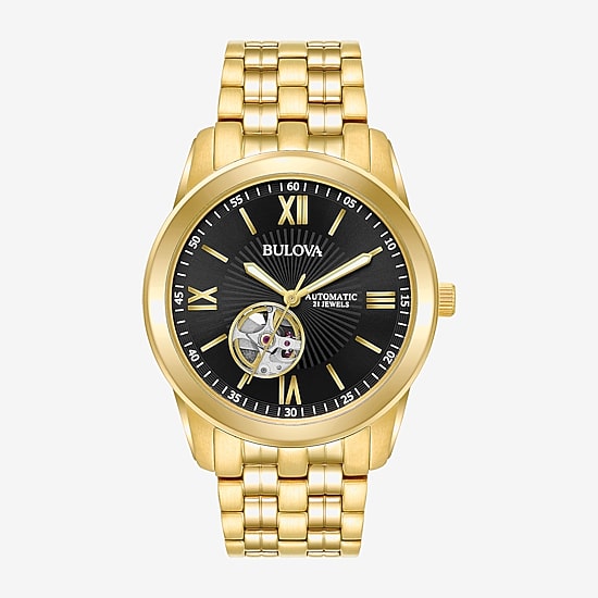 Bulova Classic Mens Automatic Gold Tone Stainless Steel Bracelet Watch 97a132