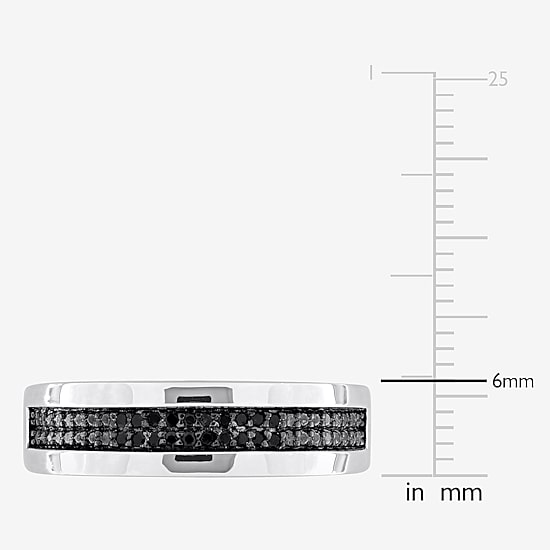 3.5MM 1/10 CT.T.W. Color-Enhanced Black Diamond Sterling Silver Wedding Band