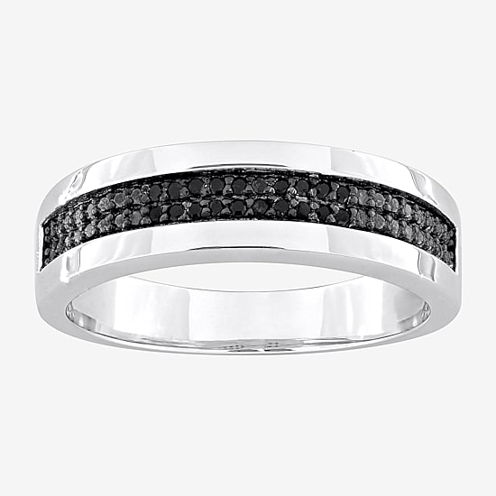 3.5MM 1/10 CT.T.W. Color-Enhanced Black Diamond Sterling Silver Wedding Band