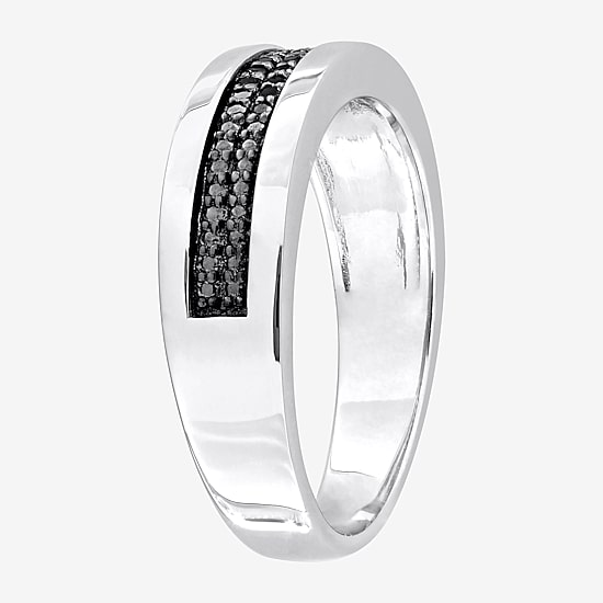 3.5MM 1/10 CT.T.W. Color-Enhanced Black Diamond Sterling Silver Wedding Band
