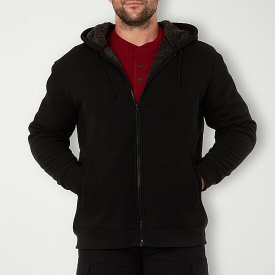 Smiths Workwear Sherpa Thermal Knit Mens Hooded Midweight Big and Tall Bomber Jacket