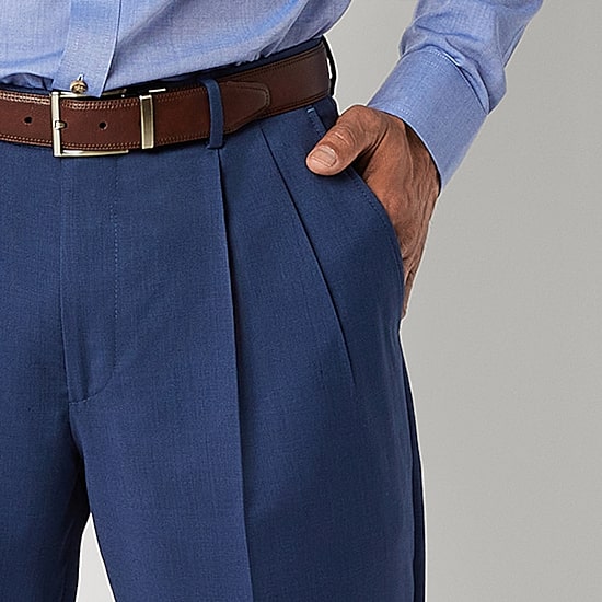 Stafford Coolmax All Season Ecomade Birdseye Signature Mens Stretch Fabric Classic Fit Pleated Front Suit Pant