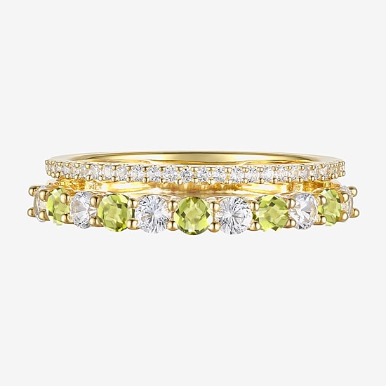 Womens Lab Created Gemstone 14K Gold Over Silver Stackable Rings