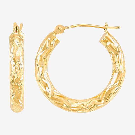 Womens 14K Gold 20mm Round Hoop Earrings