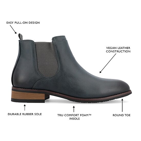 Vance Co Mens Landon Stacked Heel Chelsea Boots