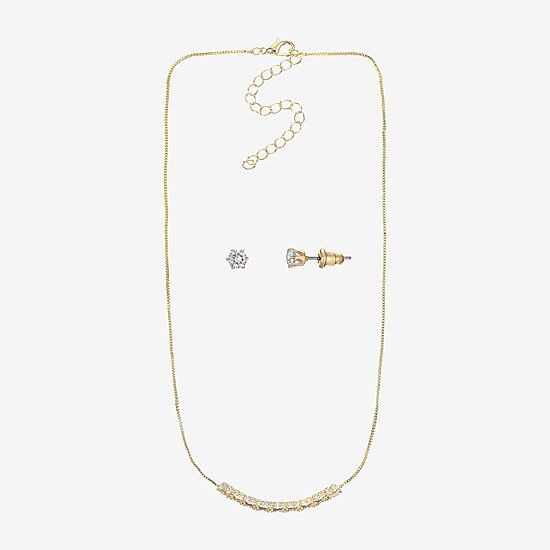 Sparkle Allure Womens Cubic Zirconia 14K Gold Over Brass 2-pc. Jewelry Set