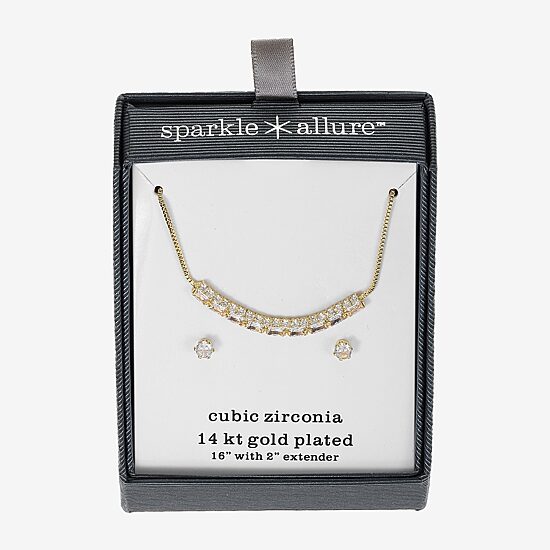 Sparkle Allure Womens Cubic Zirconia 14K Gold Over Brass 2-pc. Jewelry Set