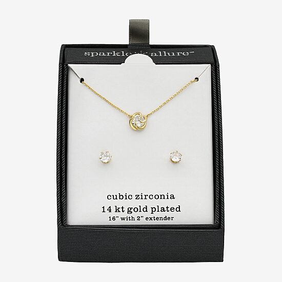 Sparkle Allure Womens Cubic Zirconia 14K Gold Over Brass 2-pc. Jewelry Set