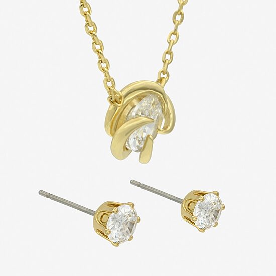 Sparkle Allure Womens Cubic Zirconia 14K Gold Over Brass 2-pc. Jewelry Set