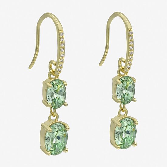 Sparkle Allure Womens Green Cubic Zirconia 14K Gold Over Brass Oval Drop Earrings