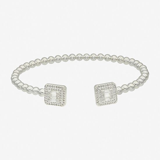 Sparkle Allure Womens Cubic Zirconia Pure Silver Over Brass Cuff Bracelet