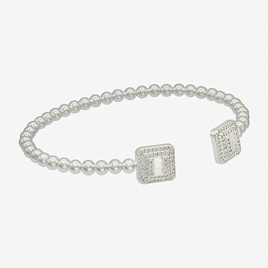 Sparkle Allure Womens Cubic Zirconia Pure Silver Over Brass Cuff Bracelet