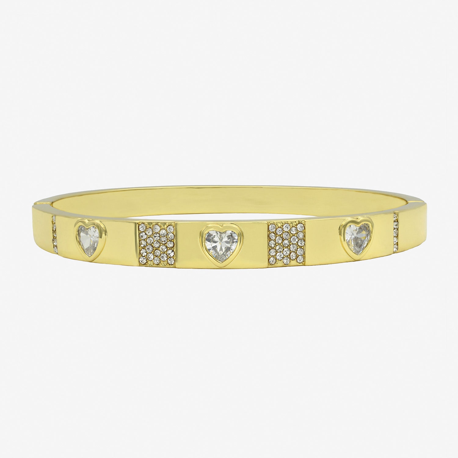Sparkle Allure Womens Cubic Zirconia 14K Gold Over Brass Heart Bangle Bracelet