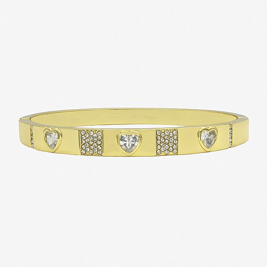 Sparkle Allure Womens Cubic Zirconia 14K Gold Over Brass Heart Bangle Bracelet