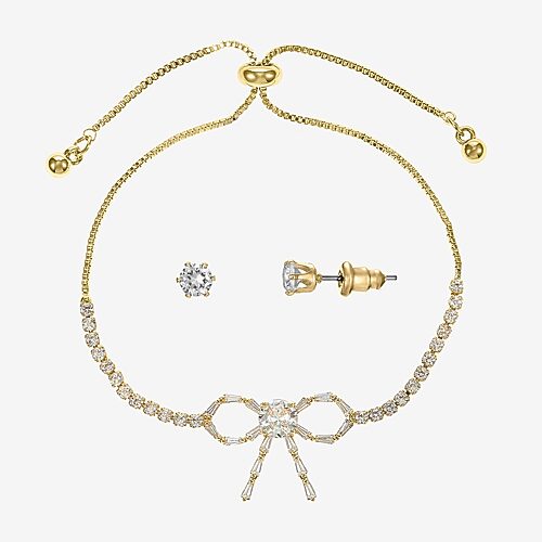 Sparkle Allure Womens Cubic Zirconia 14K Gold Over Brass Bow 11 Inch Tennis Bracelet, One Size