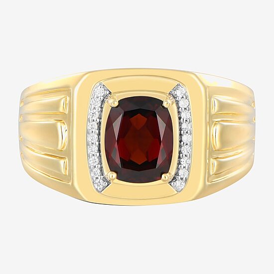 Mens 1/10 CT. T.W. Genuine Red Garnet 14K Gold Over Silver Fashion Ring