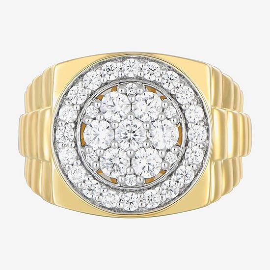 Mens 1 3/4 CT. T.W. Natural White Diamond 14K Gold Over Silver Fashion Ring