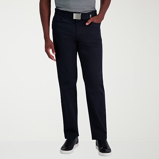 Haggar Iron Free Premium Khaki 5 Pocket Mens Comfort Waistband Straight Fit Flat Front Pant