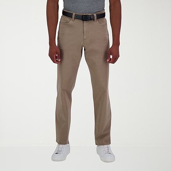 Haggar The Active Series City Flex 5 Pocket Cotton Traveler Mens Comfort Waistband Straight Fit Flat Front Pant