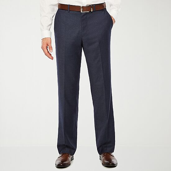 J. Ferrar Mens Slim Stretch Fabric Slim Fit Geometric Flat Front Suit Pant