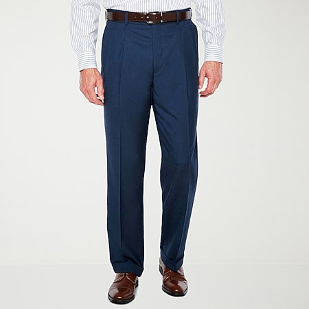 stafford travel sharkskin pleated dress pants classic Stafford Sharkskin Stretch Pleated Pants Classic Fit-JCPenney, Color: Navy