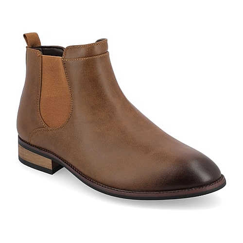 Vance Co Mens Landon Stacked Heel Chelsea Boots, 7 Wide, Brown