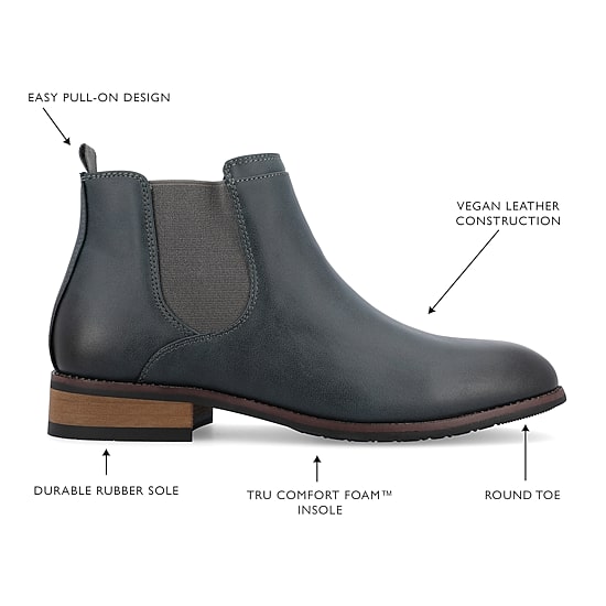 Vance Co Mens Landon Stacked Heel Chelsea Boots