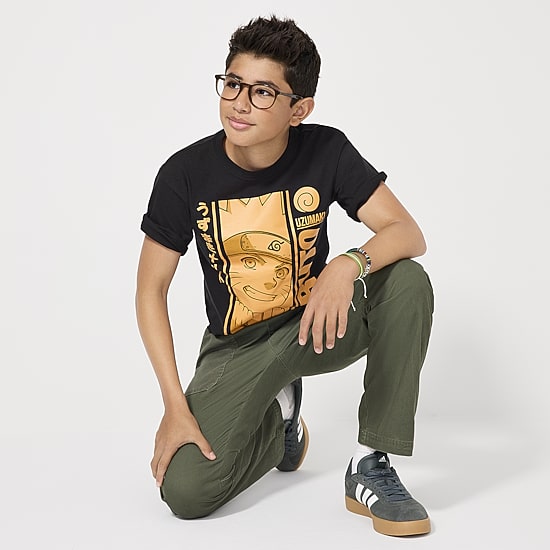 Little & Big Kid Boys Crew Neck Short Sleeve Regular Fit Naruto Graphic T-Shirt