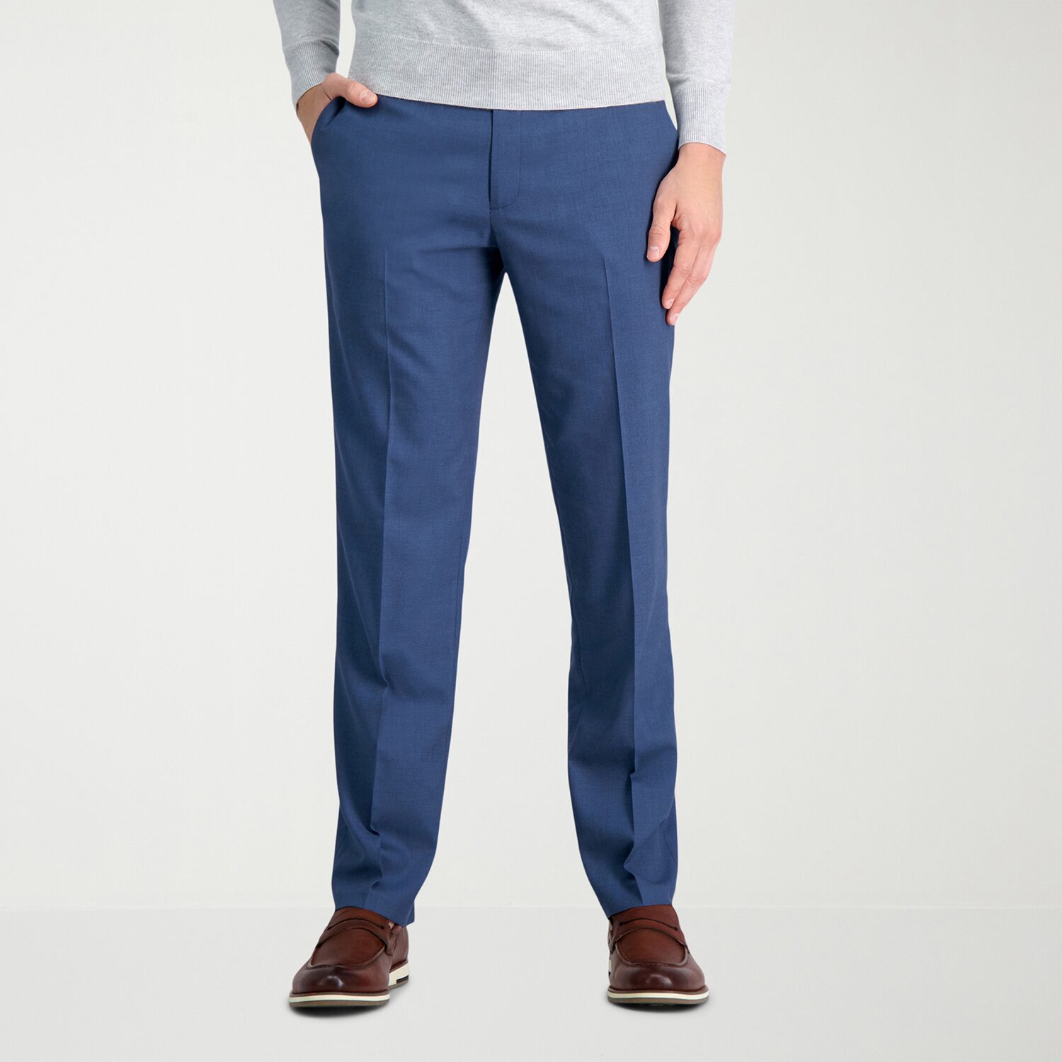 Haggar JMH Mens Comfort Waistband Straight Fit Dress Flat Front Pant