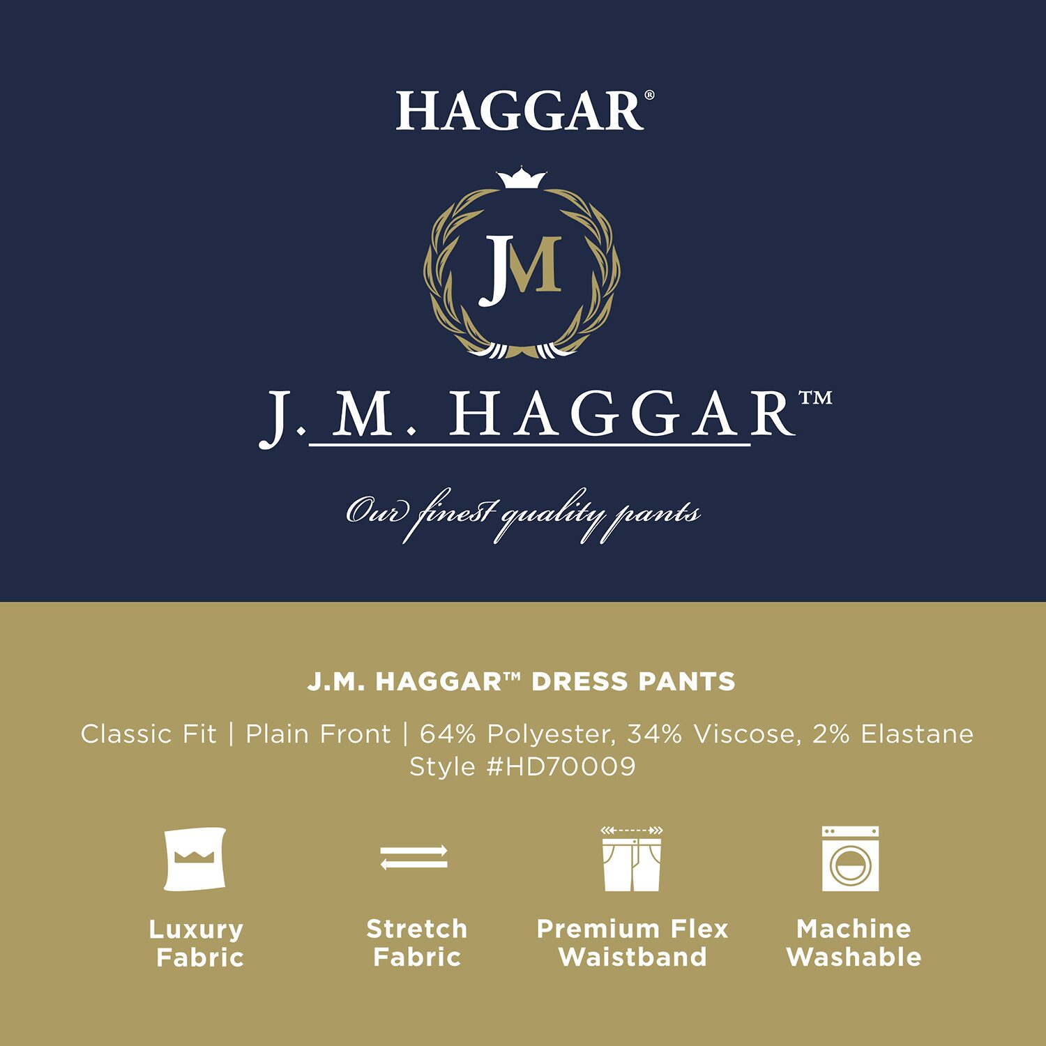 Haggar JMH Mens Comfort Waistband Straight Fit Dress Flat Front Pant