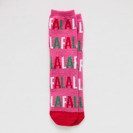 Mixit Holiday Cozy Womens 1 Pair Crew Socks