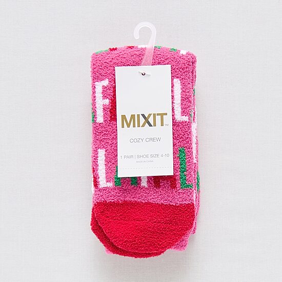 Mixit Holiday Cozy Womens 1 Pair Crew Socks
