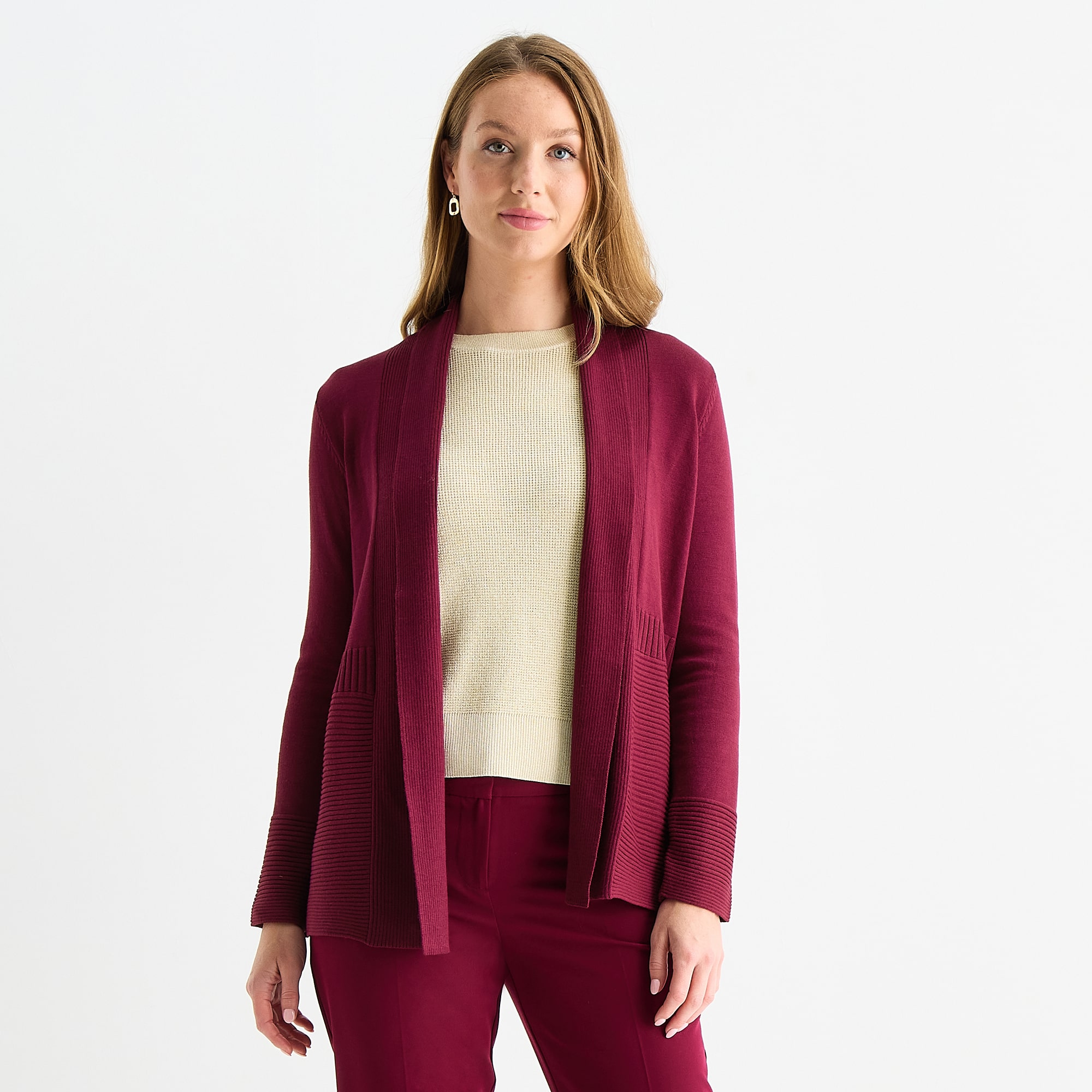 Liz Claiborne Womens Long Sleeve Open Front Cardigan