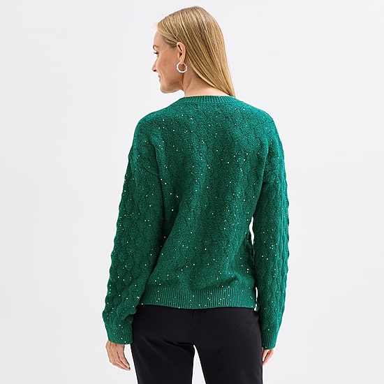 Liz Claiborne Womens Crew Neck Long Sleeve Pullover Sweater