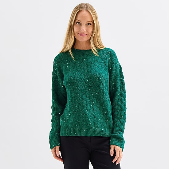 Liz Claiborne Womens Crew Neck Long Sleeve Pullover Sweater