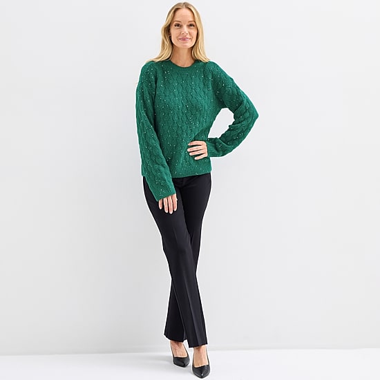 Liz Claiborne Womens Crew Neck Long Sleeve Pullover Sweater
