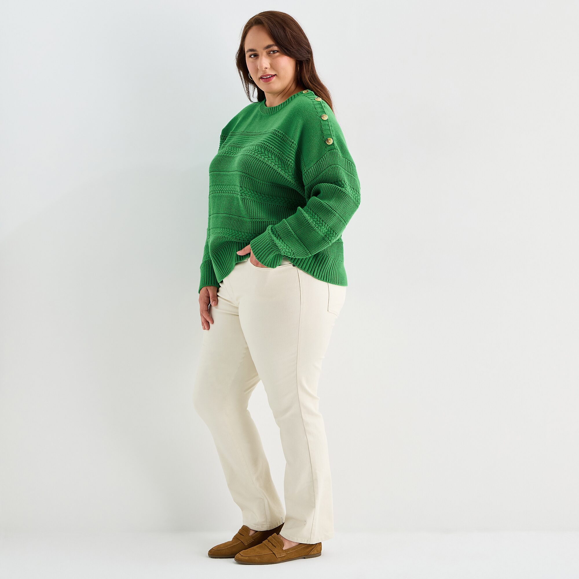 St. John's Bay Plus Womens Crew Neck Long Sleeve Pullover Sweater