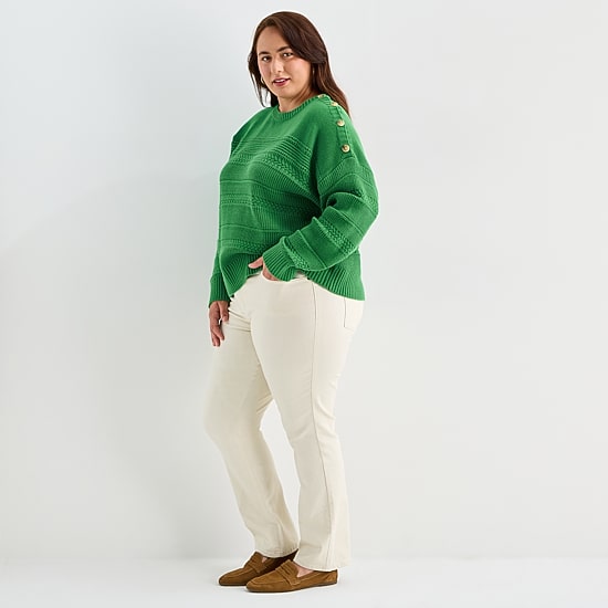 St. John's Bay Plus Womens Crew Neck Long Sleeve Pullover Sweater