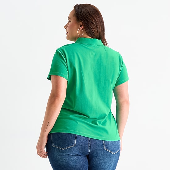 St. John's Bay Womens Plus Short Sleeve Polo Shirt
