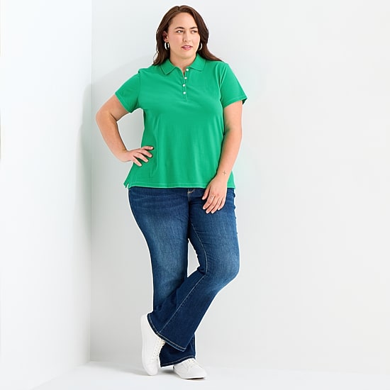 St. John's Bay Womens Plus Short Sleeve Polo Shirt