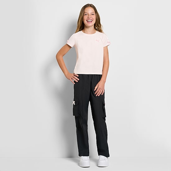 PUMA Big Kid Girls Crew Neck Short Sleeve Regular Fit Graphic T-Shirt