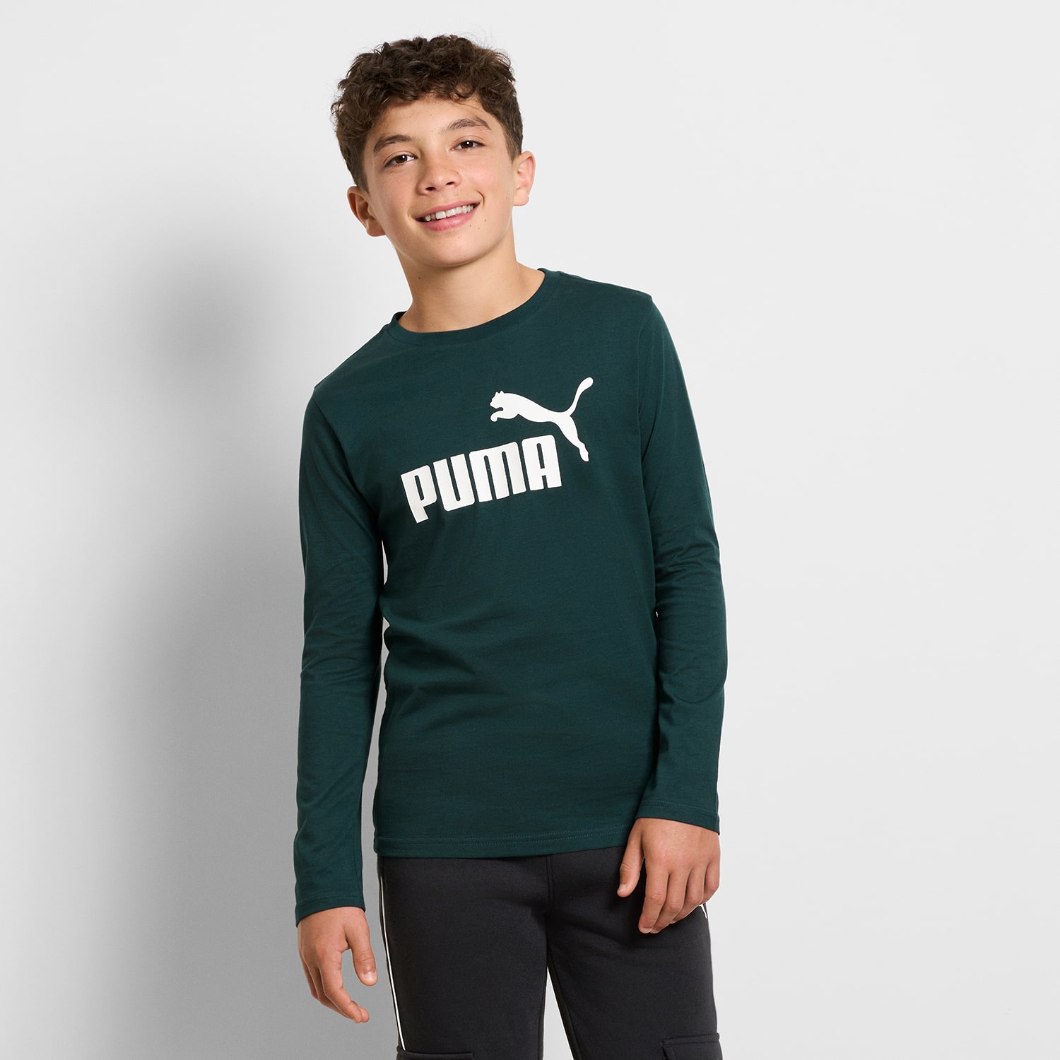 PUMA Big Kid Boys Crew Neck Long Sleeve Regular Fit Graphic T-Shirt