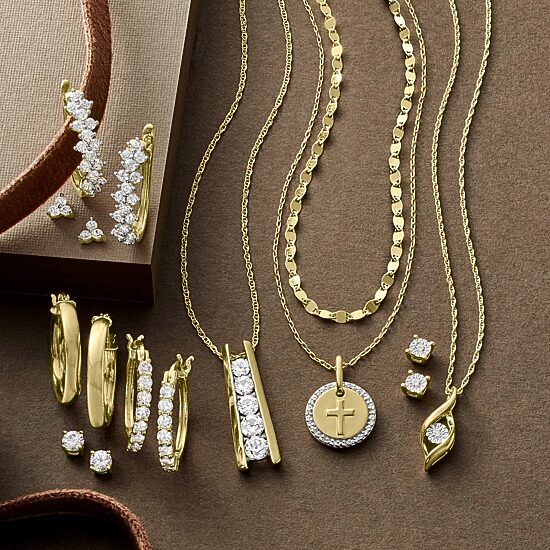 YES, PLEASE! 2-pc. Diamond-Accent Necklace Set in 14K Gold Over Silver