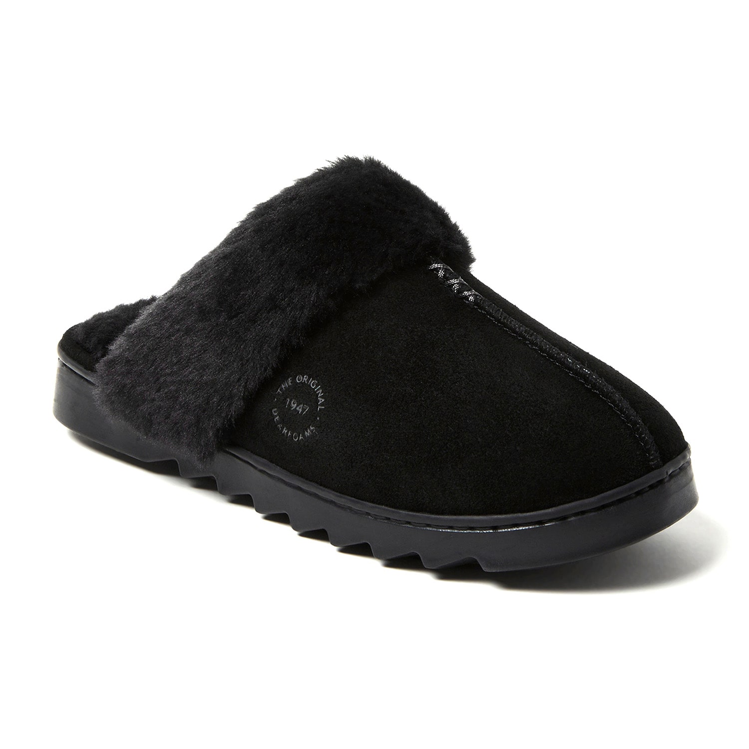 Dearfoams Helena Genuine Suede Scuff Womens Memory Foam Slip-On Slippers